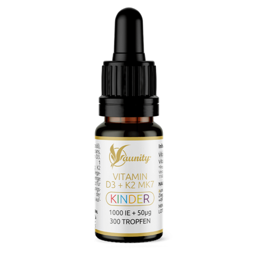 aunity Vitamin D3 + K2 MK7 Kinder Tropfen – 1000 IE + 50µg