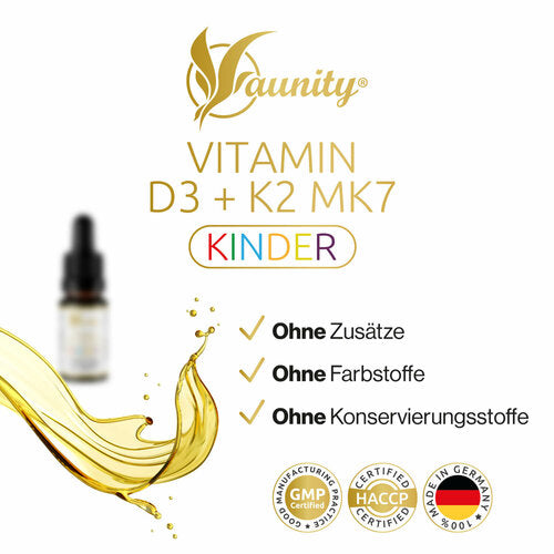 aunity Vitamin D3 + K2 MK7 Kinder Tropfen – 1000 IE + 50µg