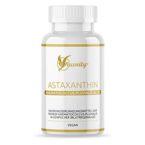 Astaxanthin. Nahrungsergänzungsmittel aus reinem Haematococcus pluvialis Algenpulver (Blutregenalge)
