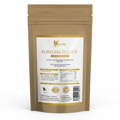 Kurkuma Premium Pulver 1000g 100% reinstes Kurkuma Pulver mit 5% Curcumin