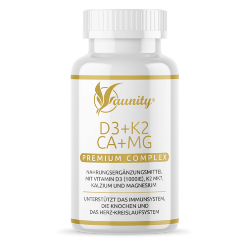D3+K2 Ca+Mg Nahrungsergänzungsmittel mit Vitamin D3 (1000 IE), K2 MK7, Kalzium und Magnesium